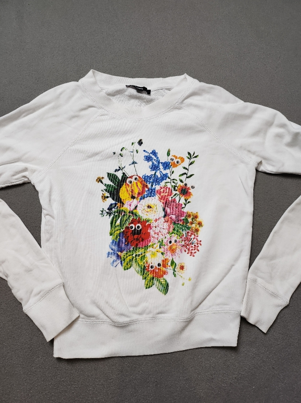 Diesel Flower Eyes - White Sweatshirt Colorful Floral Design